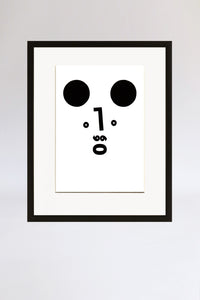Bear face, framed print, Mmm mouth, black, letterpress