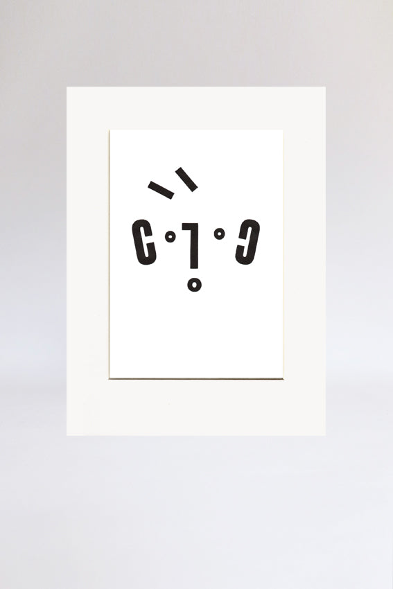 Boy face, print, Ooh mouth, letters, black, letterpress