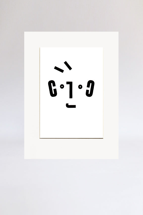Boy face, print, letters, black, letterpress