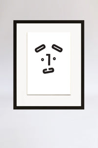 Dog face, framed print, Mmm mouth, letters, black, letterpress