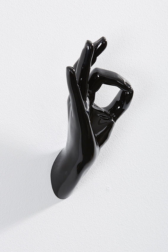 Hand wall art or hook, OK gesture, and black colour