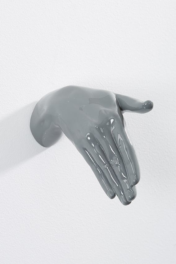 Hand wall art or hook, shaking gesture, and grey colour