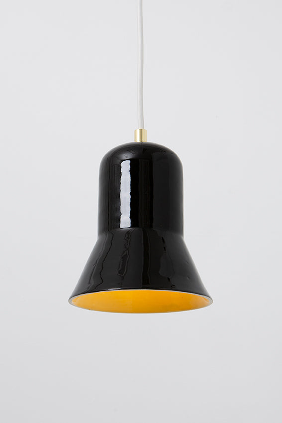 Pendant light, porcelain lamp, bell shape, black