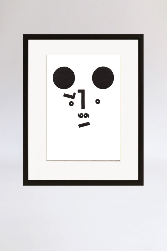 Bear face, framed print, Mmm mouth, black, letterpress