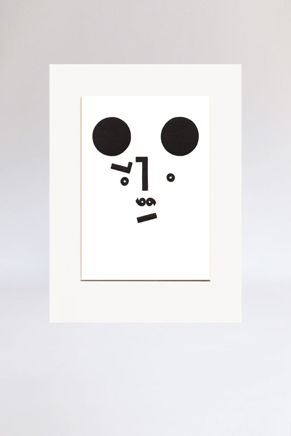 Bear face, print, Mmm mouth, letters, black, letterpress