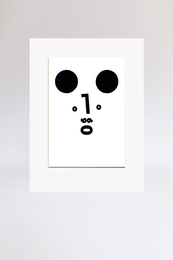 Bear face, print, Ooh mouth, black, letterpress