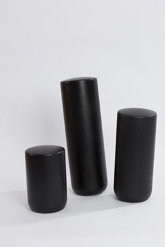 Plastic stool, perch, tubular, group, and Black colour
