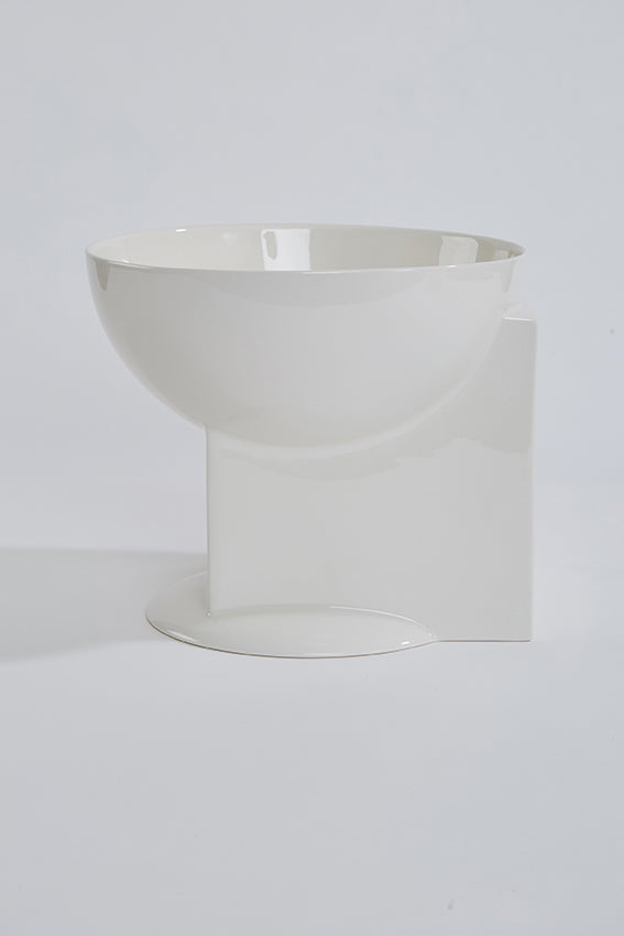 Ceramic  bowl, sphere, cube shape, white, large