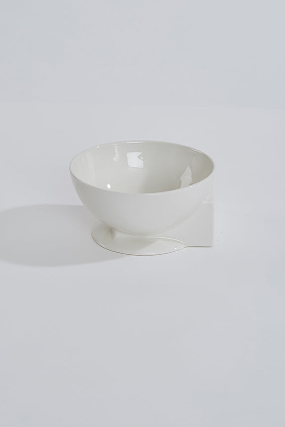 White ceramic bowl, sphere and cube shape, white