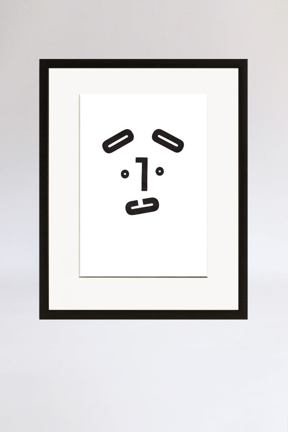 Dog face, framed print, Mmm mouth, letters, black, letterpress