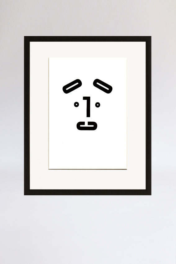 Dog face, framed print, letters, black, letterpress
