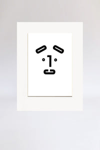 Dog face, print, letters, black, letterpress