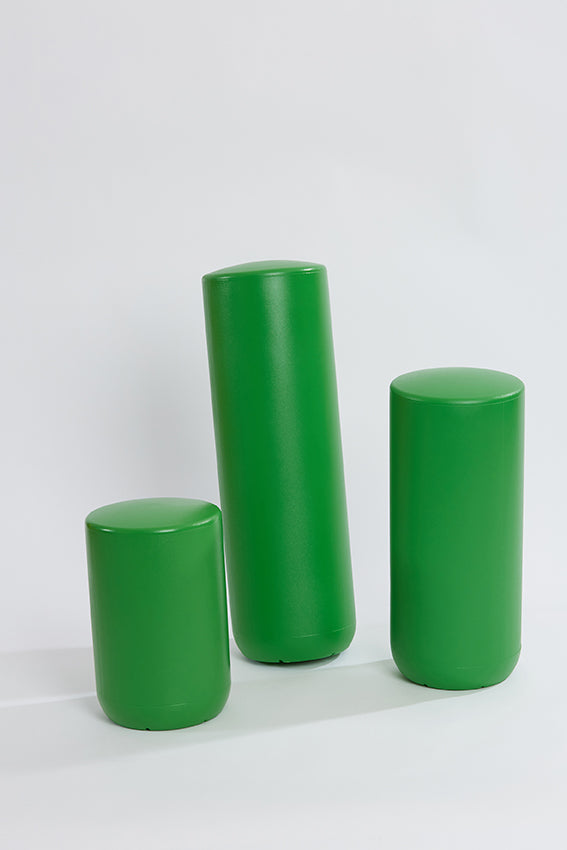 Plastic stool, perch, tubular, group, and green colour