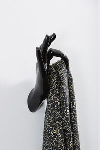Hand wall art or hook, OK gesture, black colour, and hanging scarf