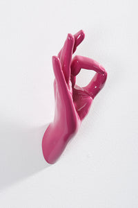 Hand wall art or hook, OK gesture, and pink colour