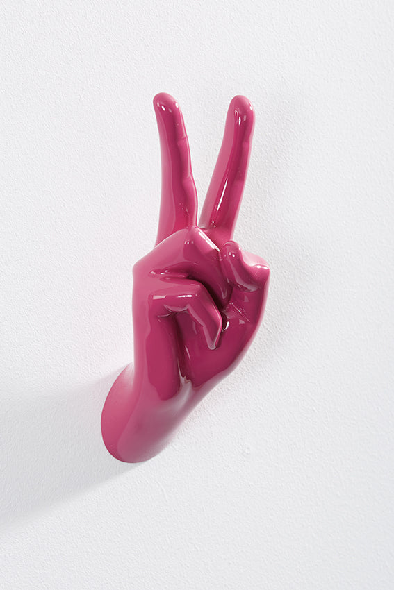 Hand wall art or hook, peace gesture, and pink colour