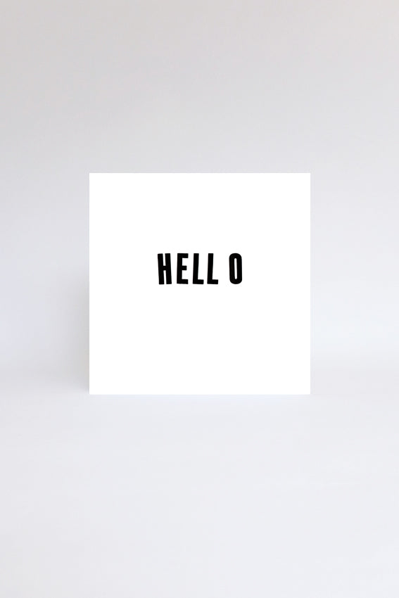 Hello, greetings card, black letterpress