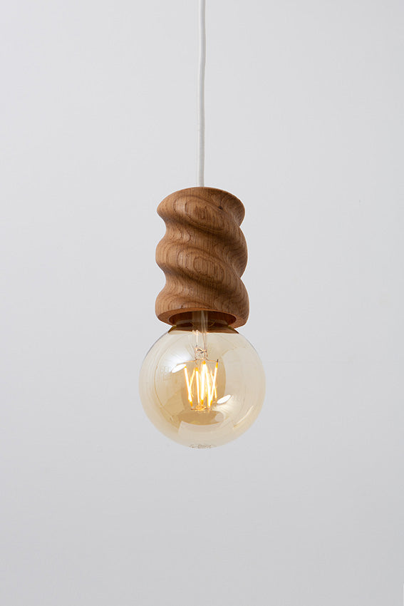 Lamp holder, oak, pendant light, barley twist