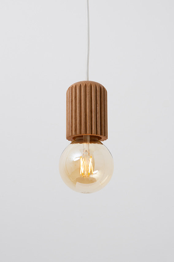 Lamp holder, oak, pendant light, fluted pattern
