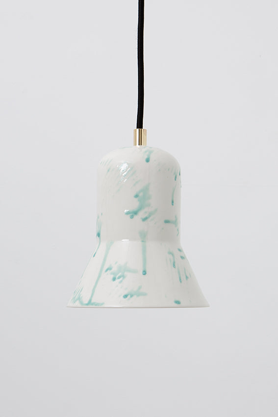 Pendant light, porcelain lamp, shade, white, blue drips