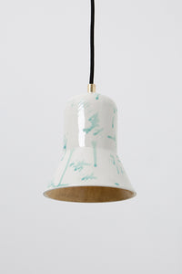 Pendant light, porcelain lamp, shade, white, blue drips