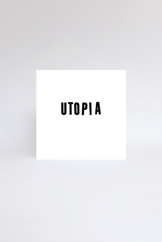 Utopia, greetings card, black letterpress