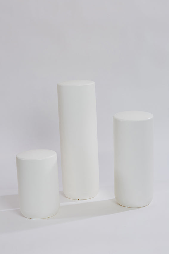 Plastic stool, perch, tubular, group, and white colour